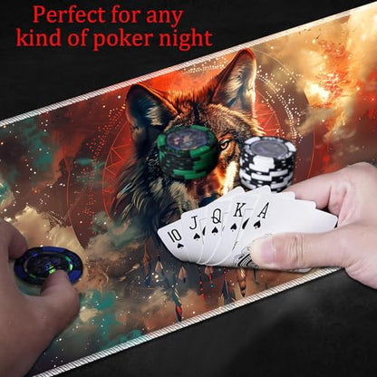 MTG Playmat, Smooth Surface Game Play Pad MTG TCG 24 x 14 inch with Storage Bag, Non-Slip Mouse Pad Card Fighting Game, The Dreamcatcher Wolf - color: The Dreamcatcher Wolf