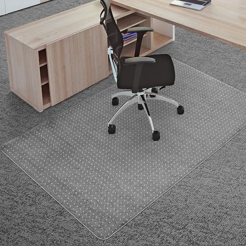 Office Chair Mat for Carpets, 48"x 60" Heavy Duty Clear Plastic Floor Protector, Non-Slip Computer Desk Chair Mat for Low Pile Carpeted Floors, Smooth Rolling Carpet Chair Mat for Home Office - size: 48" x 60"