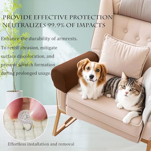 Sofa Couch Arm Chair Covers, Armrest Armchair Covers Stretch Recliner Slipcovers, Set of 2 (Coffee) - color: Coffee
