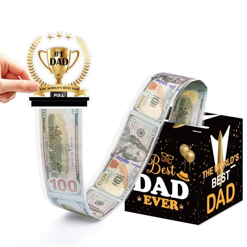 Dad Birthday Money Pull Box for Cash, Happy Birthday Boxes Gifts for Money Pull Out Card, 50Pcs Transparent Bags - color: Yellow2