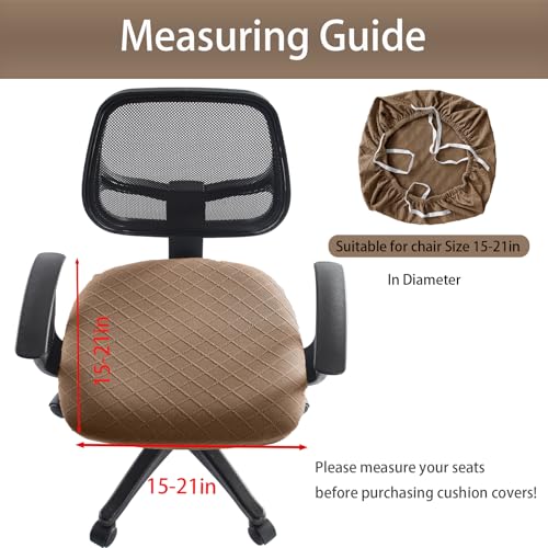 Stretch Jacquard Office Chair Cover, Removable Washable Desk Chair Cover, Anti-dust Seat Cushion Protectors - Brown - color: Brown, size: Chair Seat Cover