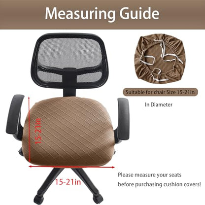 Stretch Jacquard Office Chair Cover, Removable Washable Desk Chair Cover, Anti-dust Seat Cushion Protectors - Brown - color: Brown, size: Chair Seat Cover