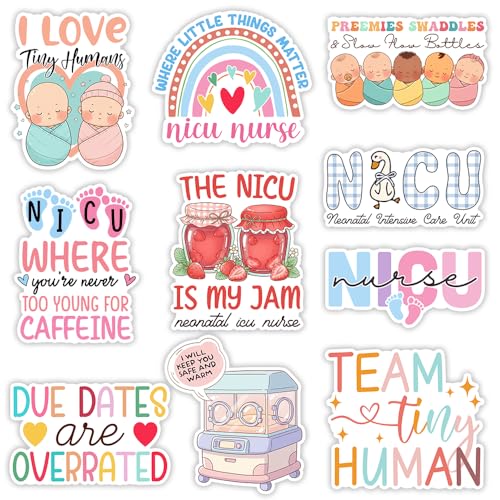 SODAVA (10pcs, 3in) NICU Nurse Stickers, Pack for Laptop, Water Bottle, Notebook – Neonatal ICU Nurse Vinyl Stickers, Medical Quote Decals, Nursing Student Gift Idea, Healthcare Worker Accessories - color: Nicu