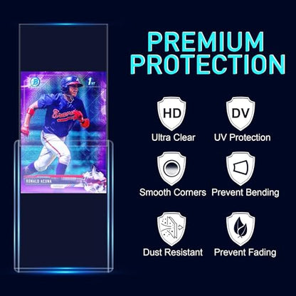 JohnBee Card Sleeves - 3"x4" Hard Plastic Top Loaders for Cards - Trading Card Sleeve & Baseball Card Holder - Premium Topload Ablum Photocard Holder for Sports, Game & Kpop Cards (Only 100 Hard) | Fit 2.5" x 3.5" Standard Cards, HD, Anti-Scratch for Coll