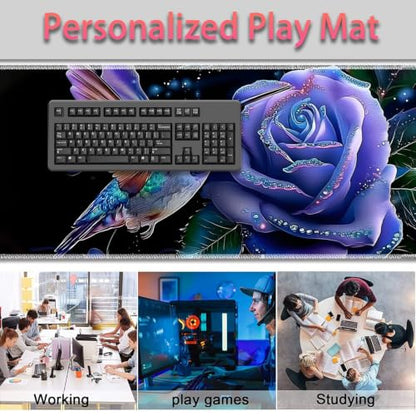 Large Gaming Mouse Pad + Wrist Rest+ Coaster Combo, 31.5 "x 11.8" Durable Non-Slip Extension Table Mat, Suitable for Office and Home, Hummingbird Flower - color: Hummingbird Flower
