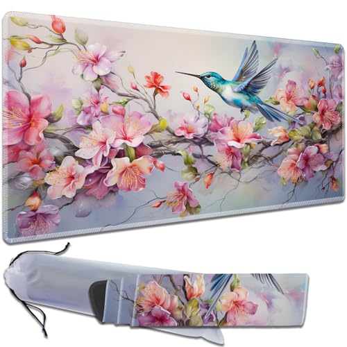 MTG Playmat, Smooth Surface Game Play Pad MTG TCG 24 x 14 inch with Storage Bag, Non-Slip Mouse Pad Card Fighting Game, Flower Bird - color: Flower Bird