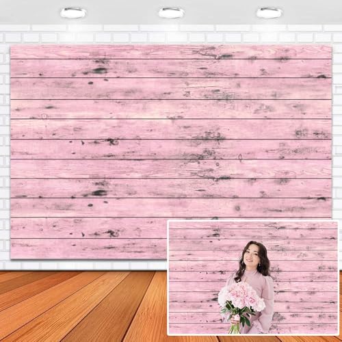 Pink Wooden Plank Backdrop 5x3ft Vinyl Wood Board Floor Photography Background Rural Weathered Hardwood Vintage Shabby Rustic Nostalgia Kid Baby Studio Props - color: pink wood, size: 5x3ft