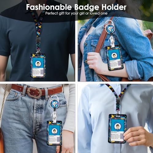 Gaming Lanyards for ID Badge, Gift for Teacher Nurse Women Men | Blue Game Lanyard ID Card Holder with Retractable Reel Clip and Keychain, Identity Badge Cover Case Protector - color: Game-blue