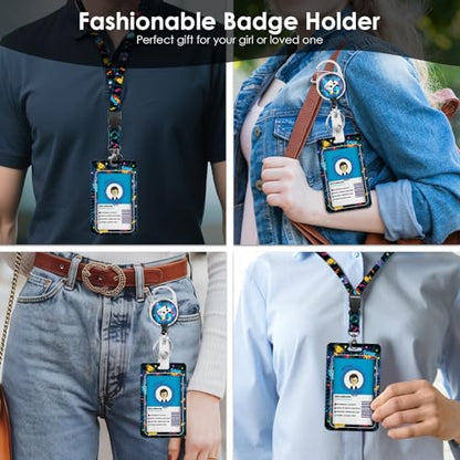 Gaming Lanyards for ID Badge, Gift for Teacher Nurse Women Men | Blue Game Lanyard ID Card Holder with Retractable Reel Clip and Keychain, Identity Badge Cover Case Protector - color: Game-blue