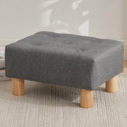 Small Foot Stool Ottoman, Linen Footstool Ottoman Foot Rest for Couch, Rectangle Footstools and Ottomans Small for Living Room, Entryway and Bedroom (Gray) - color: Gray (Linen)