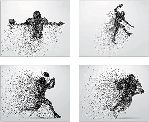 Summit Designs Football Wall Art - Posters - Room Decor, Sports Wall Decor - Poster, Themed Bedroom - Set Of 4 (5x7) Unframed Prints - color: Particle, size: 5x7, style: Unframed