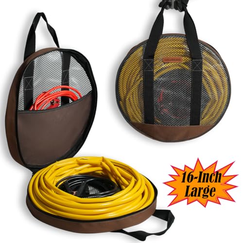 WELKINLAND 16-Inch Jumper Cable Bag, Clear Cable Bags, Durable Cable Storage Bag, Extension Cord Bag, Bags For Cables, Cords, and Hoses