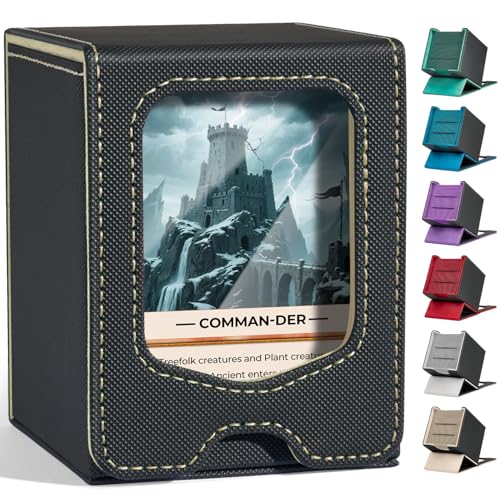 Fabmaker Deck Box Compatible with MTG Commander, (patent Pending) Magnetic Trading Card Storage Box with Comman-der, Fits 100 Double-Sleeved Cards, Card Box Compatible with Magic the Gathering, Beige - color: Beige, size: 1 pack