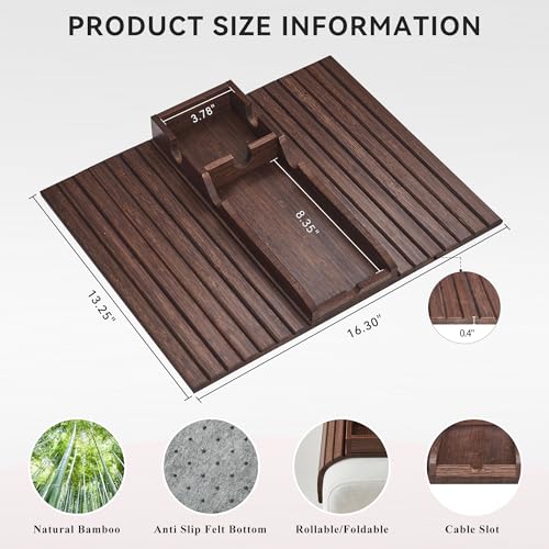 GEHE Bamboo Couch Cup Holder, Anti-Spill Sofa Arm Tray, Natural and Easy to Clean Couch Arm Cup Holder Armrest Tray Perfect for Cups, Beers, Snacks, Remote Control, Drinks - color: Brown