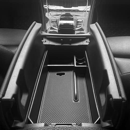 Center Console Organizer Tray Armrest Secondary Storage Box Compatible with Mercedes Benz C Class W205 2015-2021(Sedan & Coupe Only), GLC W253 2016-2022