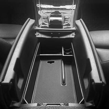 Center Console Organizer Tray Armrest Secondary Storage Box Compatible with Mercedes Benz C Class W205 2015-2021(Sedan & Coupe Only), GLC W253 2016-2022