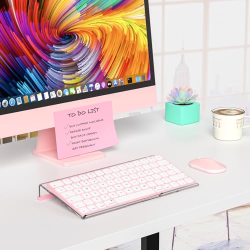 Richboom Computer Keyboard Stand for Desktop, 11.8" Tiny Clear Acrylic Keyboard Riser 78 Keys Compact Keyboard Lift for Desk Ergonomic Short Keyboard Holder Tray with Black and Pink Silicone Strip - color: Clear w/ Black Silicone Strip