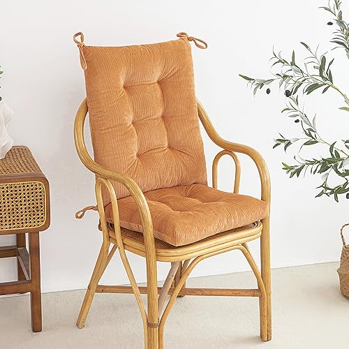 Outdoor Patio Cushion, Rocking Chair Cushion, Tufted Pads, Set of Upper and Lower with Ties Pack of 2 (2 Sets) - Back 20"×17", Seat 17"×17" (Khaki) - color: Khaki