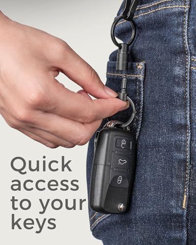 FEGVE Titanium Quick Release Swivel Keychain, Pull Apart Detachable Keychain Heavy Duty Car Key Holder with Key Rings - color: Black 1 Pack