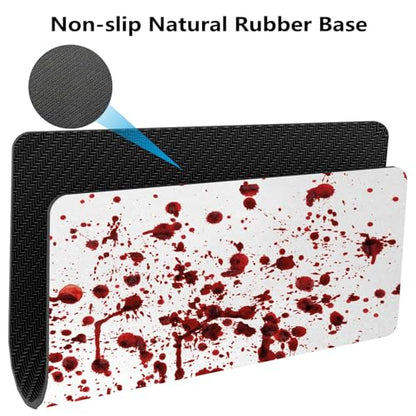 Horror Halloween Print Mouse Pad, Splashes of Blood White and Red Desk Mat | Grunge Style Bloodstain Scary Zombie Design, Anti-Slip Rubber Base, Silky Smooth Surface, Cute Office/Gaming Mousepad - color: Halloween Gift