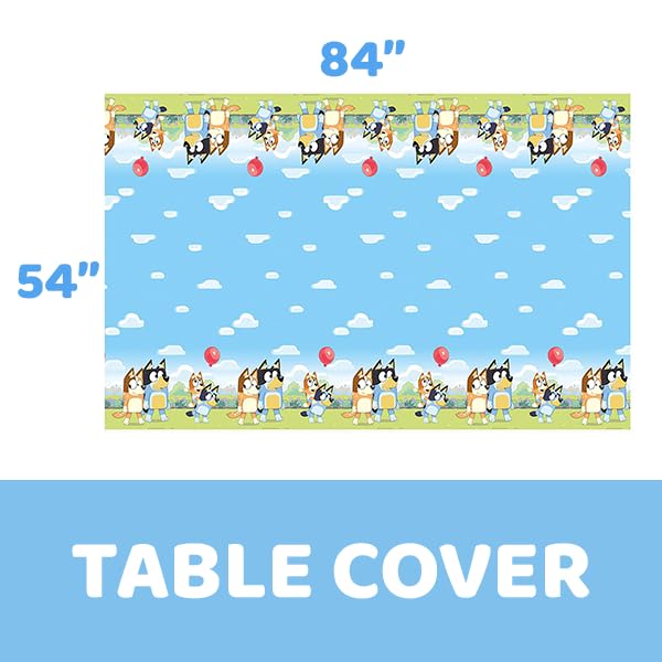 Unique Bluey Birthday Decorations - Table Covers (2 Pack) and Sticker