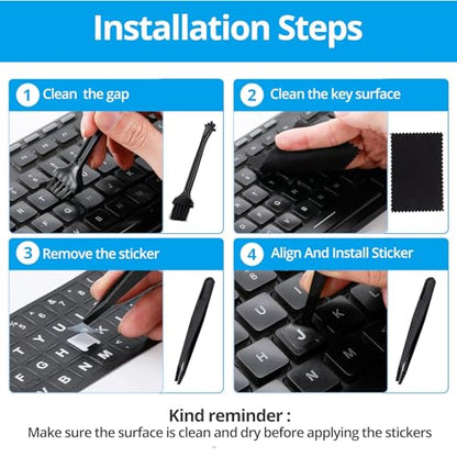 English Keyboard Stickers,Full Size Replacement English Keyboard Sticker with White Font on Black Background Universal for Laptop Desktop Computer,Matte English Keyboard Alphabet Sticker - color: Full Size Big Font White Letter
