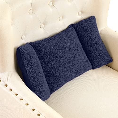 Queekay Fleece Lumbar Support Pillow 3 Section Back Pillow Office Chair for Back Support Comfortable Lumbar Cushion for Car Seat Pain Relief Sofa Rest(Deep Blue) - color: Deep Blue