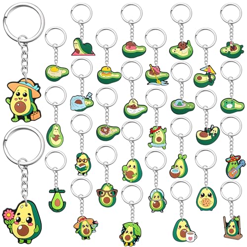 Keychains Bulk,Funny Key Chain for Prizes Incentives Holiday Gifts Birthday Party Favors - color: 30pcs Avocado Keychains