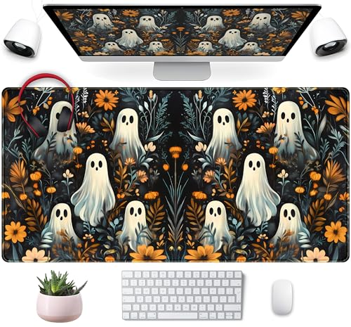Retro Gothic Kawaii Desk Mat Cute Dark Academia Desk Pad Large Floral Mouse Pad XXL Gaming Mousepad, Laptop Computer Keyboard Mouse Mat, Deskmat Office Decor Accessories for Women, 31.5x15.75 in - color: Black Gothic Floral