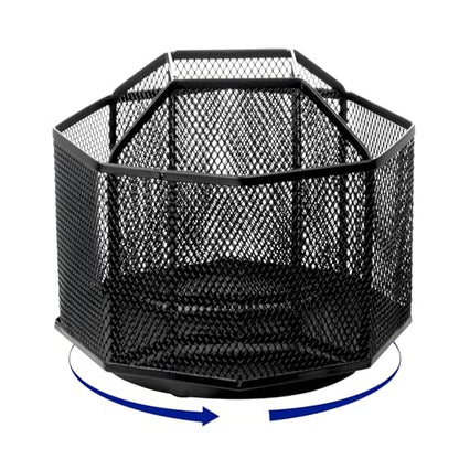 Comix 360° Rotating Pen Holder for Desk, 5 Compartments Office Desk Organizer, Black Mesh Metal Pencil Holder Cup for Office Home School - color: 360° Rotation-5 Compartments