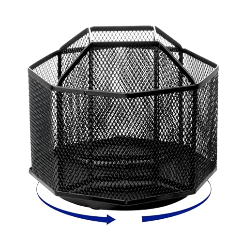 Comix 360° Rotating Pen Holder for Desk, 5 Compartments Office Desk Organizer, Black Mesh Metal Pencil Holder Cup for Office Home School - color: 360° Rotation-5 Compartments