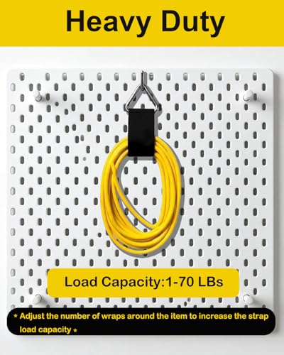 Extension Cord Holder Organizer, 2in x 16.4’ Cut to Length Heavy Duty Storage Straps with 15 Buckles, Garden Water Hose Garage Gadgets Hanger for Storage and Organization