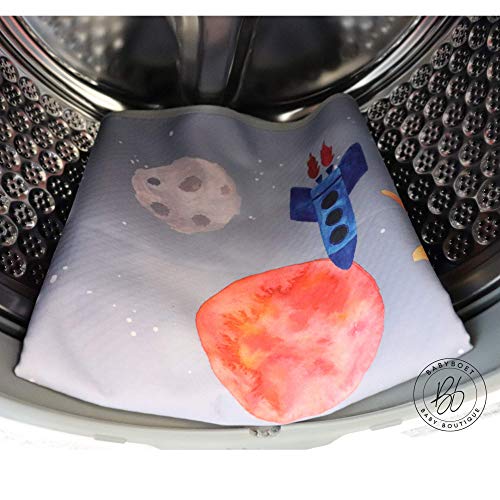 Splat Mat for Baby – Under High Chair Floor Mat Protects Wood, Vinyl and Carpet from Spills – Waterproof 4 Layer Baby Mat with Anti-Skid Backing Deters Bunching and Sliding (51” x 51”) - color: Kids Hand Painted Cosmic Collection