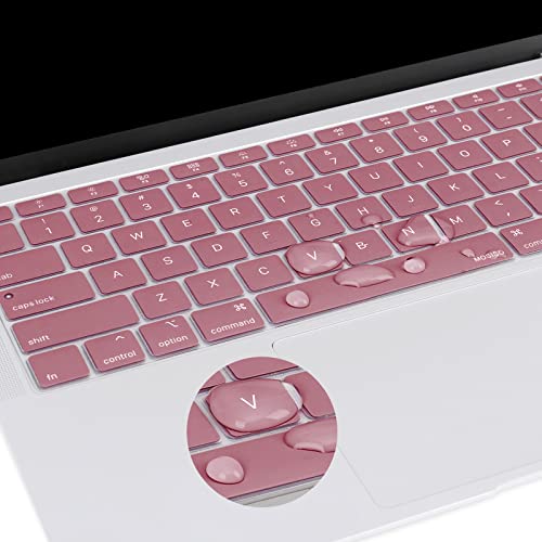 MOSISO Keyboard Cover Compatible with MacBook Air 13 inch 2022 2021 2020 Release A2337 M1 A2179 Retina Display with Touch ID Backlit Magic Keyboard, Waterproof Protective Silicone Skin, Tea Petal Pink - color: Tea Petal Pink