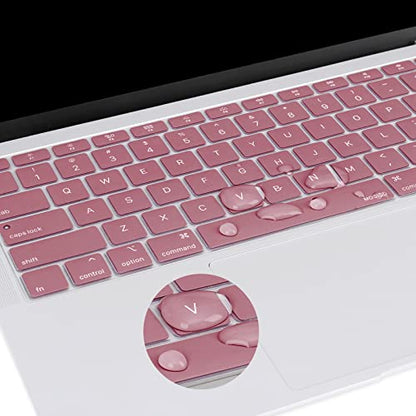 MOSISO Keyboard Cover Compatible with MacBook Air 13 inch 2022 2021 2020 Release A2337 M1 A2179 Retina Display with Touch ID Backlit Magic Keyboard, Waterproof Protective Silicone Skin, Tea Petal Pink - color: Tea Petal Pink