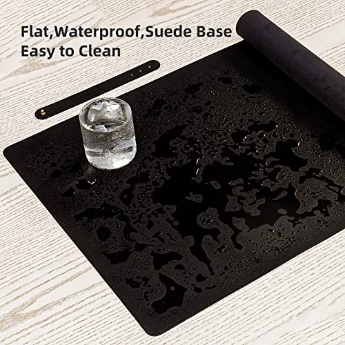 Leather Desk Pad,Wolaile 36x17 inch Large Mouse Pad,Waterproof Non-Slip Writing Desk Blotter,Computer Mat Desktop Protector for Office Home,Black - color: Black