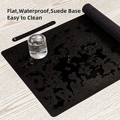 Leather Desk Pad,Wolaile 36x17 inch Large Mouse Pad,Waterproof Non-Slip Writing Desk Blotter,Computer Mat Desktop Protector for Office Home,Black - color: Black