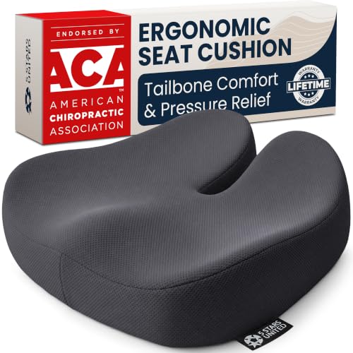 5 STARS UNITED Seat Cushion - Memory Foam Chair Cushion for Tailbone Pain Relief - Ergonomic Support for Coccyx, Sciatica & Butt - Office, Desk & Gaming Chair, Car Seat, Wheelchair, Dark Gray Mesh - color: Dark Gray Mesh, size: XX-Large