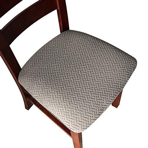 Genina Seat Covers for Dining Room Chair Seat Slipcovers Kitchen Chair Covers (Gray, 4 Pcs) - color: Grey, size: 4 PCS