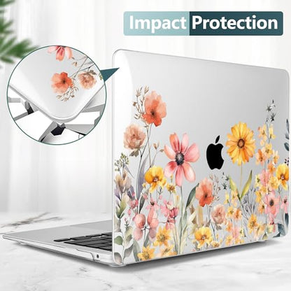 DONGKE Compatible with MacBook Air 13 inch Case 2021 2020 2019 2018 Release A2337 M1 A2179 A1932 with Retina Display Touch ID, Plastic Hard Shell & Keyboard Cover - Color Daisy - color: Color Daisy X811