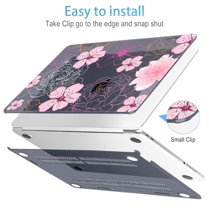 Mektron Case for 2026 MacBook Neo 13-inch A18 Pro chip A3404 Laptop Cover with 13-inch (Diagonal) Liquid Retina Display+ Keyboard Cover+ Screen Protector, Flowers Illustration - color: Flowers Illustration