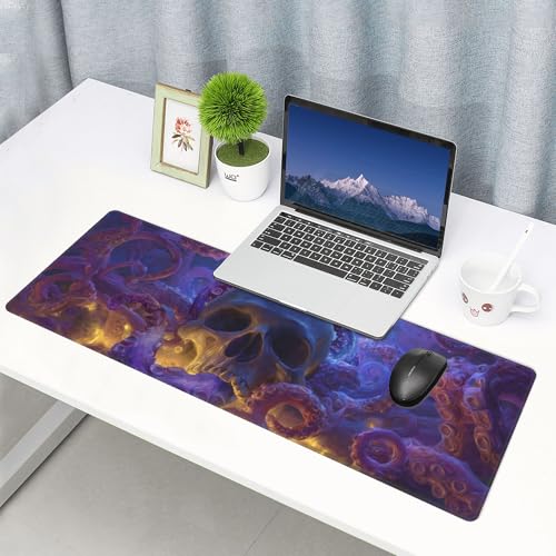 Skull Mouse Pad Extended Large Gaming Mouse Pad XL Stitched Edges for Gamer Home Office 31.5 X 11.8 Inch - color: Skull