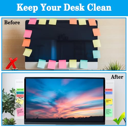 Generic 2pcs Multifunction Monitor Memo Board Transparent Message Panel Note Board Monitor Side Panel Suitable for Office Home Desktop - style: Flat style