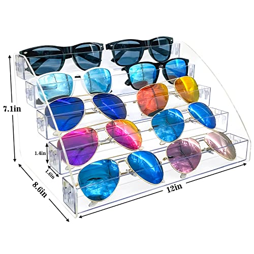 Sunglasses Organizer Clear Eyeglasses Display Case Sticker Display Tray Box For Glasses Tabletop Holder Stand (5 layer) - style: 5t