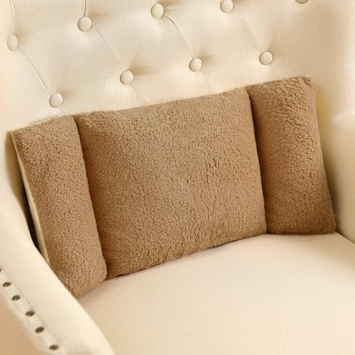 Queekay Fleece Lumbar Support Pillow 3 Section Back Pillow Office Chair for Back Support Comfortable Lumbar Cushion for Car Seat Pain Relief Sofa Rest(Light Tan) - color: Light Tan