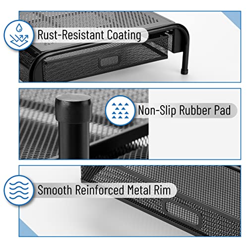 Mr. Pen- Metal Mesh Monitor Stand with Drawer | Computer Monitor Stand for Desk, with Storage, Monitor Riser with Storage, Desktop Monitor Stand