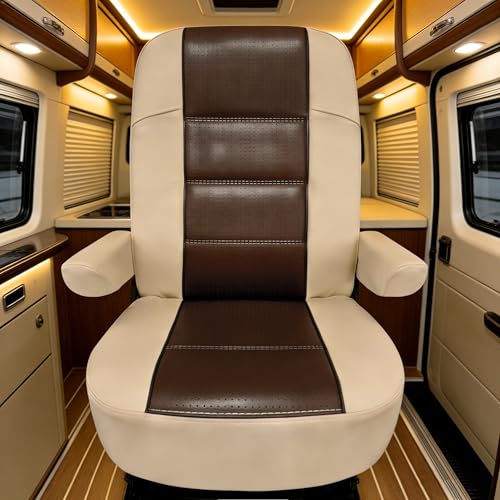 Dulepax RV Seat Covers for Captains Chairs, 2 Pack Motorhome Seat Protectors with Armrest Covers, Breathable PU Leather Seat Chair Cover for Class A Camper Van Trailer - color: Dark Brown, size: Pack of 2