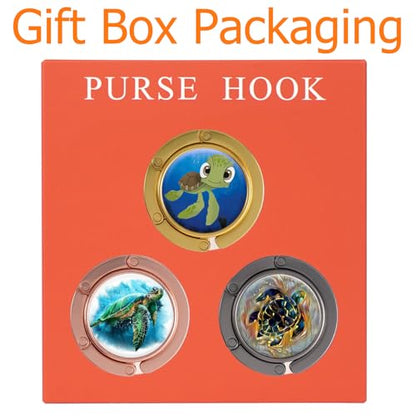 Folding Handbag Hanger - Portable Bag Holder, Women's Bag Table Hanger Hook(HL01-3P Cute Turtle) - color: HL01-3P Cute Turtle