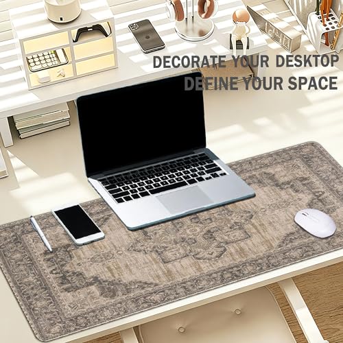 Boho Rug Mouse Pad, Large Retro Rug Carpet Desk Mat, Vintage Keyboard Long Mouse Mat for Computer Laptop Boho Gaming Mousepad Rugs Full Desk Pad for Women Office 31.5x11.8 - color: Vintage Rug, size: 31.5L x 11.8W inches