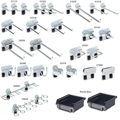Triton Products LH3-KIT LocHook 30-Piece Zinc Plated Steel Hook and Bin Assortment for LocBoard